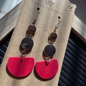 Red polymer clay earrings